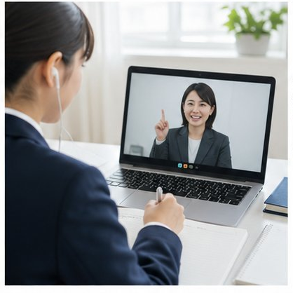 オンラインで面談を受ける生徒